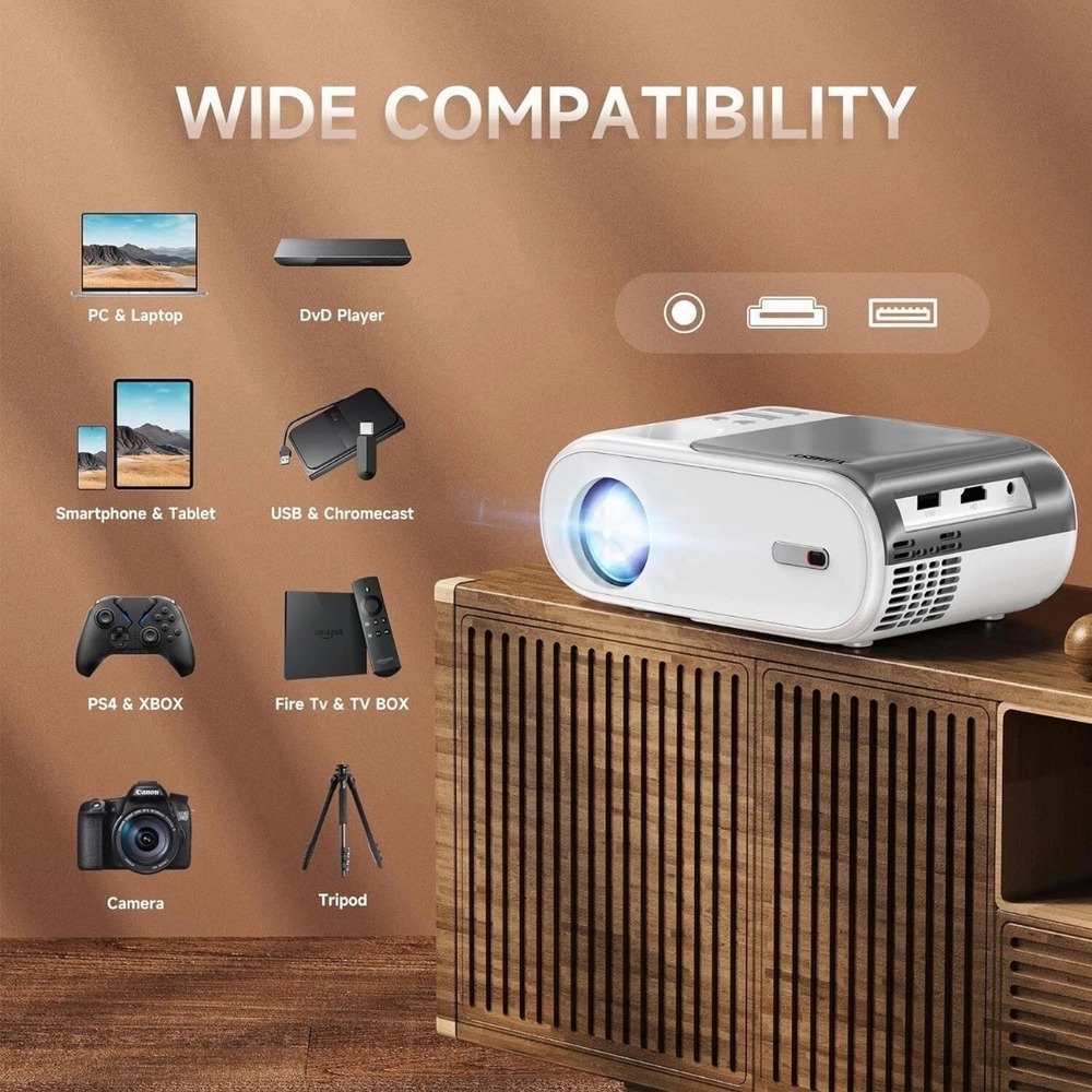 XIWBSY Mini Projector 5G WiFi Portable Projector with Bluetooth Keystone - Picture 4 of 9
